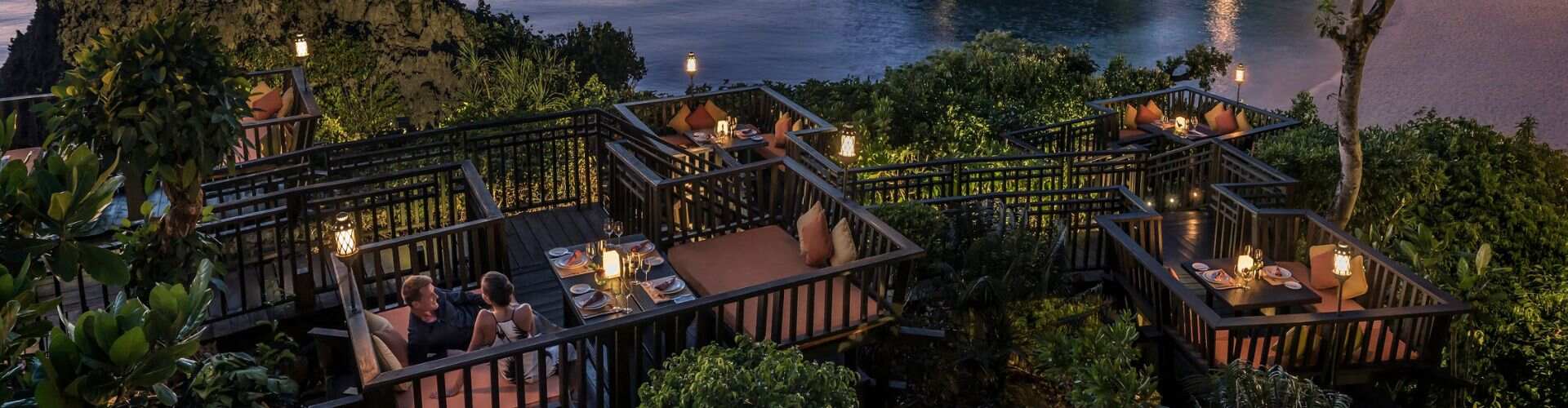 Sirena cliff cabanas at dusk